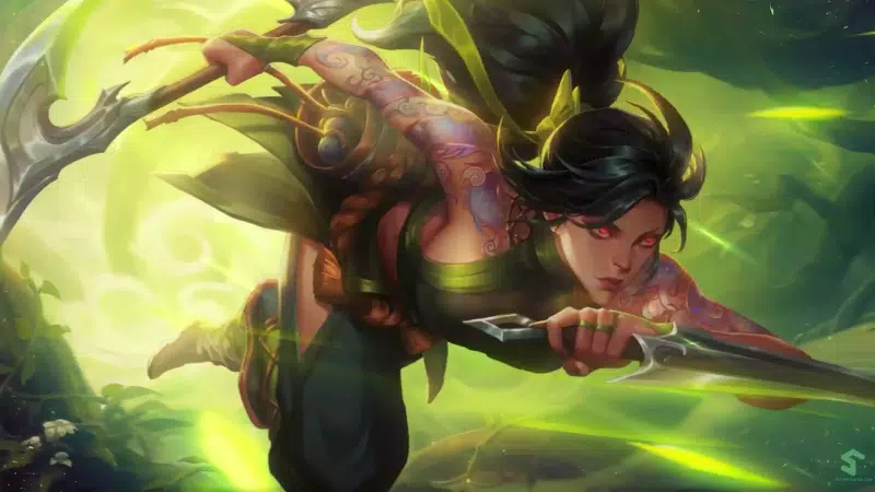 arts, lol, games, akali, anime girls, the blade, league of legends, anime, tattoo Live Wallpaper