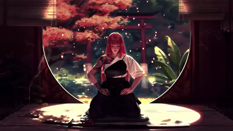 samurai, anime, japan in the grass, japan, katana, arts, tattoo, japanese style, meditation, anime girls, torii Live Wallpaper