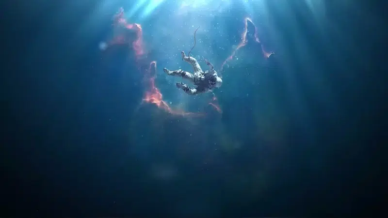 astronaut, water, sinking, arts Live Wallpaper