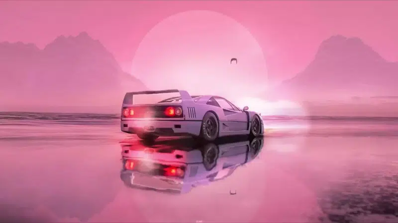 sunset, mountains, auto - moto, arts Live Wallpaper