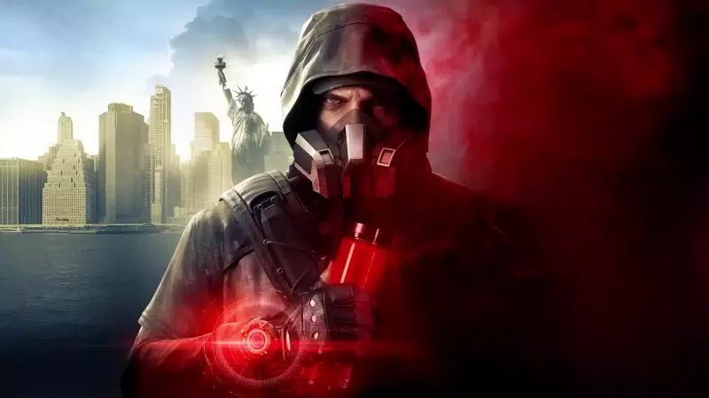 cities, aaron keener, tom clancys, gas mask, holography, statue, river, virus, biological weapons, games, smoke, division, hologram, arts Live Wallpaper