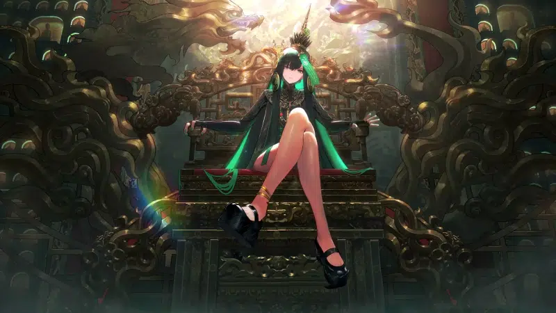 dragon, anime, dragon of steel, arts, punishment: grey raven, games, anime girls, qu: pavo, punishing: gray raven, metal carving, throne Live Wallpaper