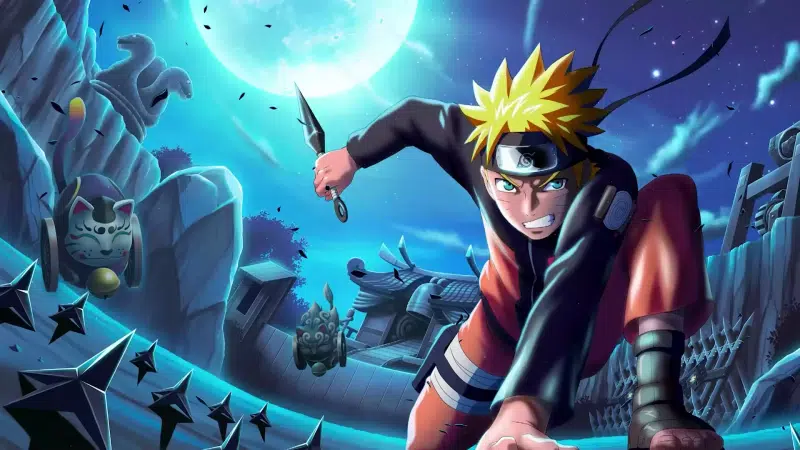 naruto uzumaki, anime, moon, night, shinobi, full moon, arts, kunai, naruto Live Wallpaper