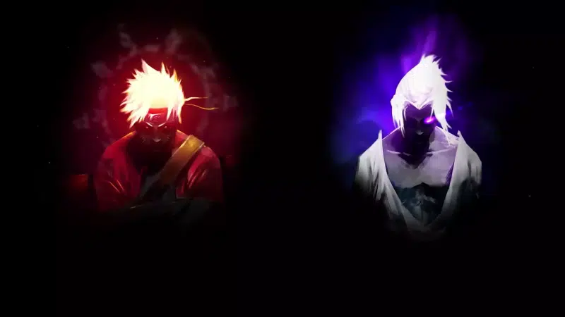 black background, hermit mode, naruto uzumaki, sasuke uchiha, naruto, arts, anime, neon Live Wallpaper