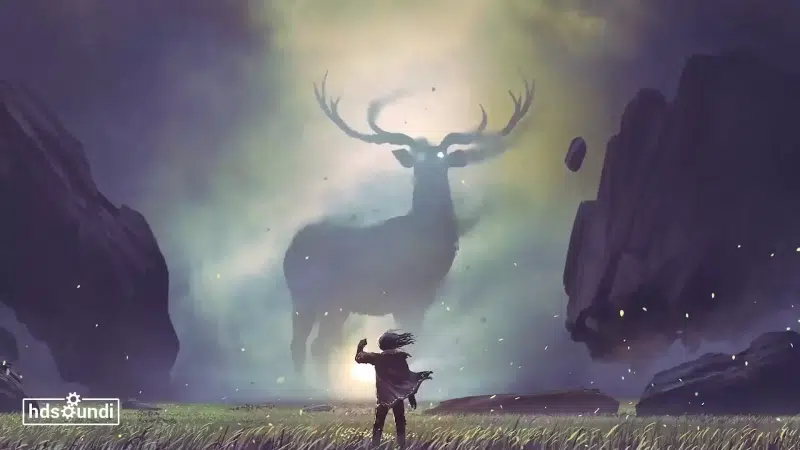 fantasy, a shadow, arts, fog, deer Live Wallpaper