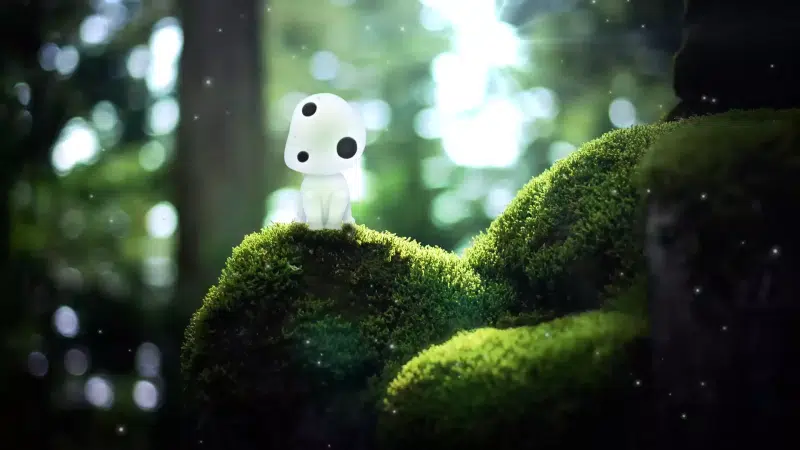 kodama, princess mononoke, graphics, arts, forest, anime, spirit Live Wallpaper