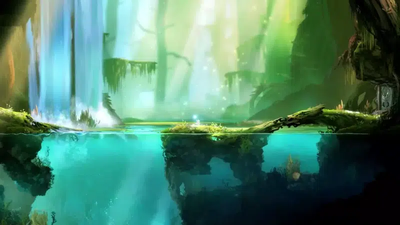 water, arts, forest, waterfall, fairy forest, landscapes - nature, underwater world Live Wallpaper