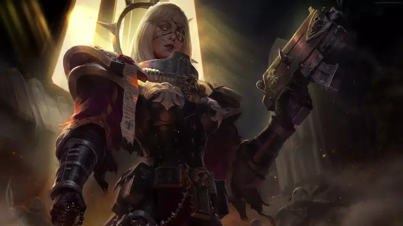 scar, battle sister, warhammer, warhammer, eye patch, anime girls, weapon, arts, sisters of battle, games, anime Live Wallpaper