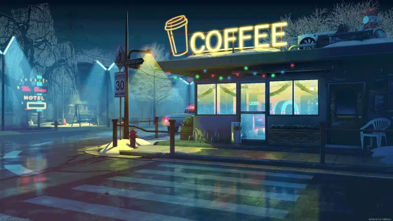 anime, night, street, the city at night, arts, shop, cities Live Wallpaper