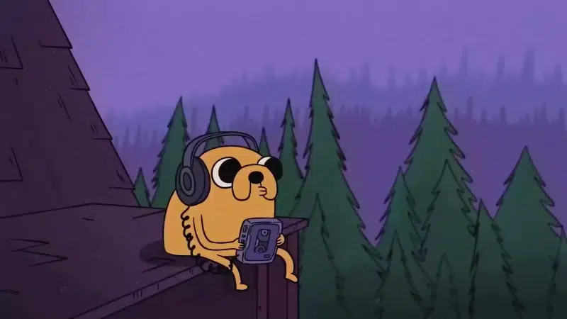 headphones, adventure time, jake, cartoons, player Live Wallpaper