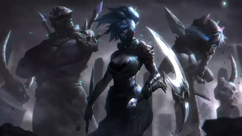 arts, night, anime, thunderstorm, games, anime girls, the storm, lol, the blade, akali, league of legends Live Wallpaper