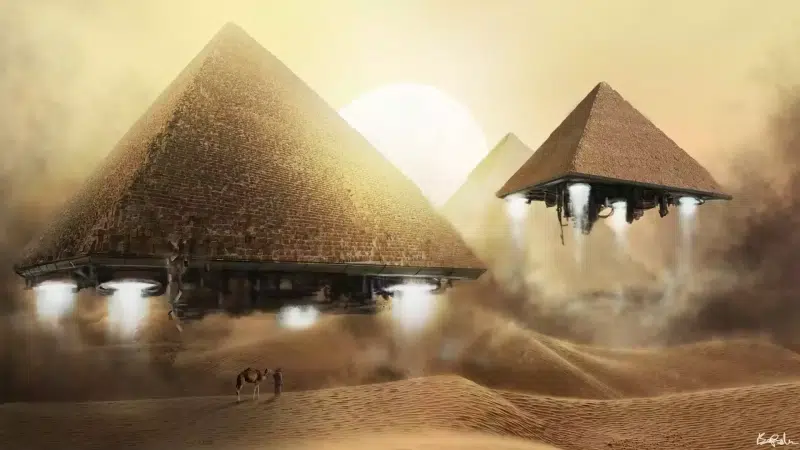 the pyramid of cheops, flying pyramids, arts, desert, landscapes - nature Live Wallpaper