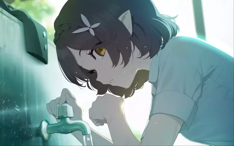 games, beautiful girl, cooling down, arts, halo, anime girls, anime, ayane, okusora ayane, blue archive, washes up, nice girl Live Wallpaper