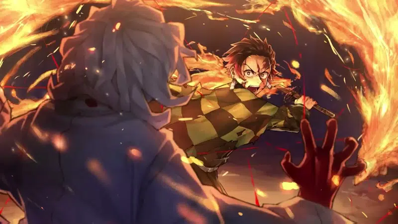 anime, fire, tanjirou kamado, demon slayer, arts, katana, rui Live Wallpaper