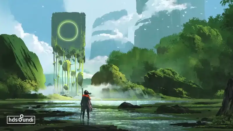 dystopia, bird, landscapes - nature, water, arts, river, fantasy, monolith Live Wallpaper