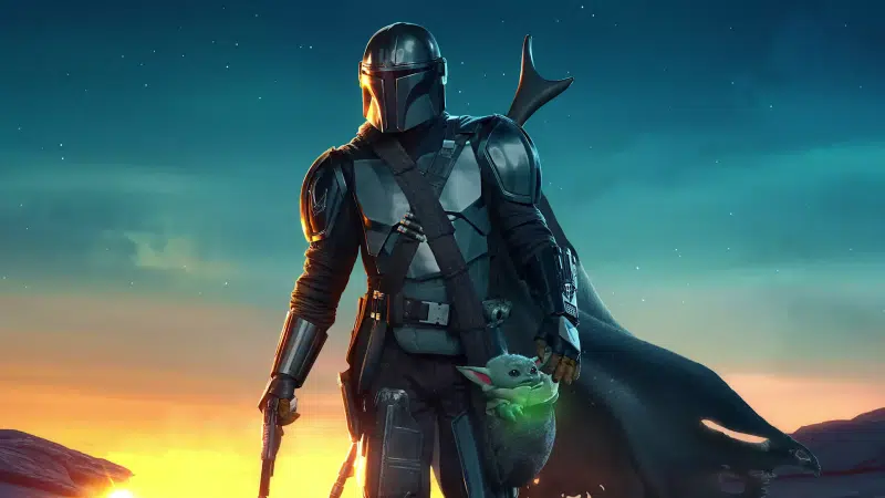 armor, mandalorian, yoda, star wars, din djarin, movies, the mandalorian, star wars, sunset, yoda, dean jarin Live Wallpaper