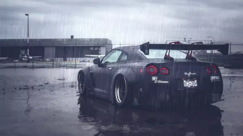 nissan gt-r, rain, auto - moto, nissan Live Wallpaper