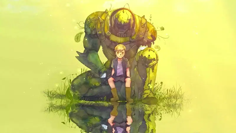 arts, anime, reflection, armor, alphonse elric, the steel alchemist, water Live Wallpaper