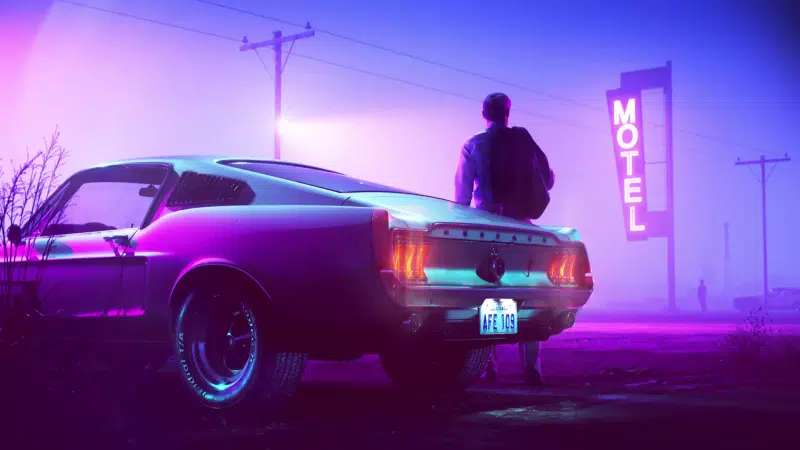 arts, neon, auto - moto, mustang, night Live Wallpaper