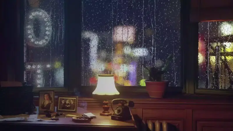 room, arts, mafia, rain, night Live Wallpaper
