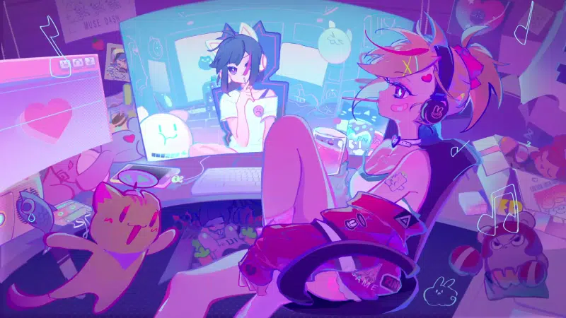 games, muse dash, a computer, graphics, desktop, toys, arts, anime, anime girls Live Wallpaper