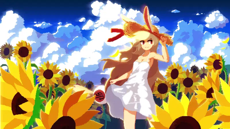 pixel art, anime, anime girls, ears, arts, sunflower Live Wallpaper