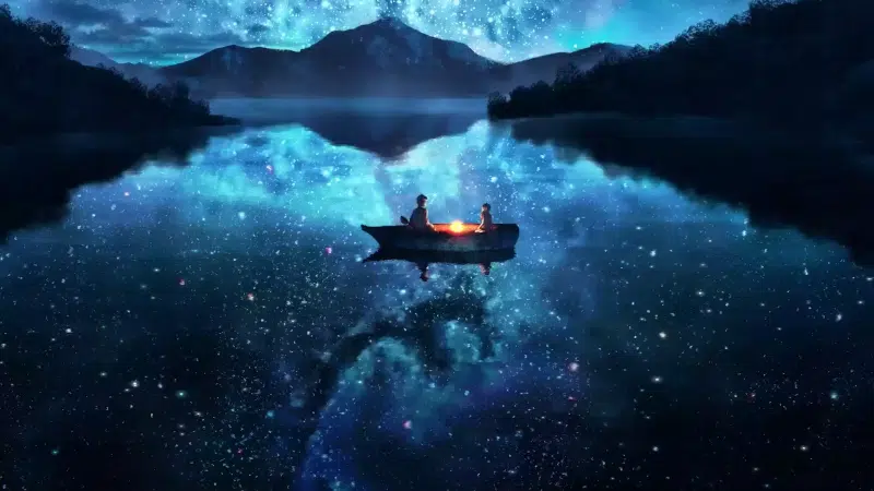 landscapes - nature, reflection, mountains, arts, starry sky, reflection of the galaxy, lake, stars, night Live Wallpaper