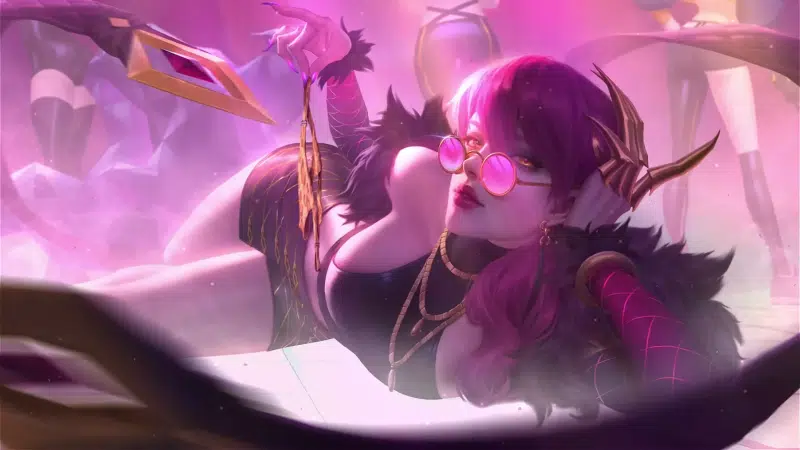 skirt, anime, k-yes, anime girls, games, league of legends, glasses, arts, lol, evelynn Live Wallpaper