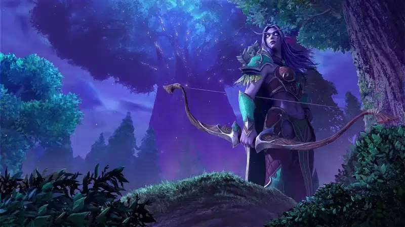 forest, anime, games, graphics, mallorn, warcraft, archer, sylvanas windrunner, arts, anime girls Live Wallpaper