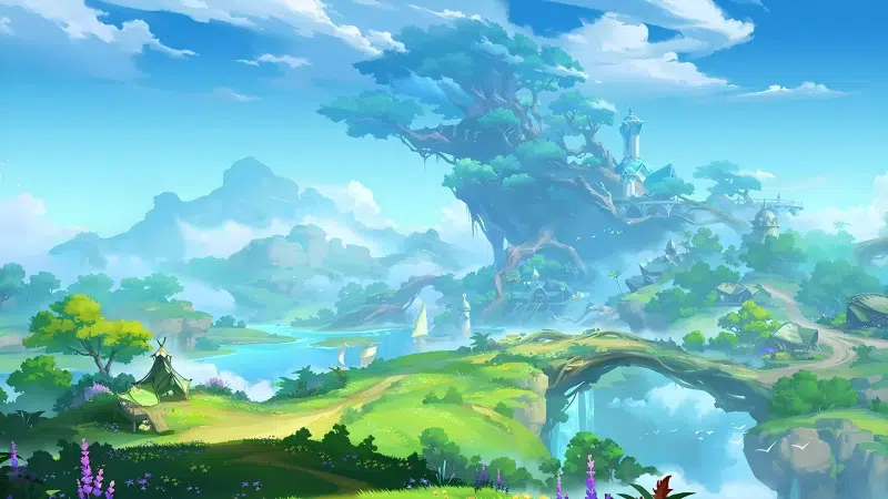 games, landscapes - nature, genshin impact, arts, waterfall, sumeru Live Wallpaper