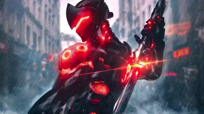 cities, overwatch, genji, neon, sword, arts, rain, games Live Wallpaper