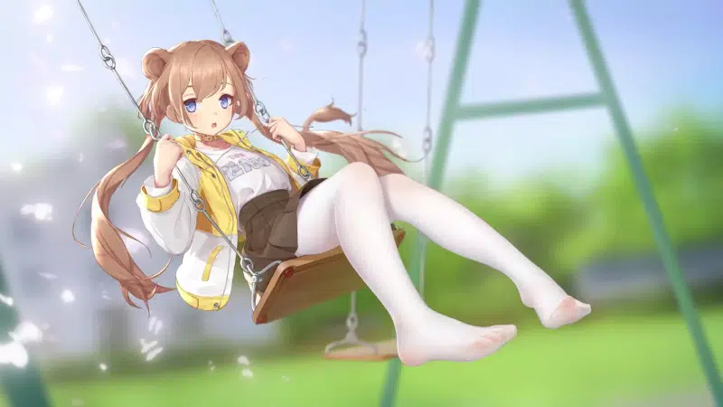 anime, arts, tights, anime girls, ears, skirt, swing Live Wallpaper