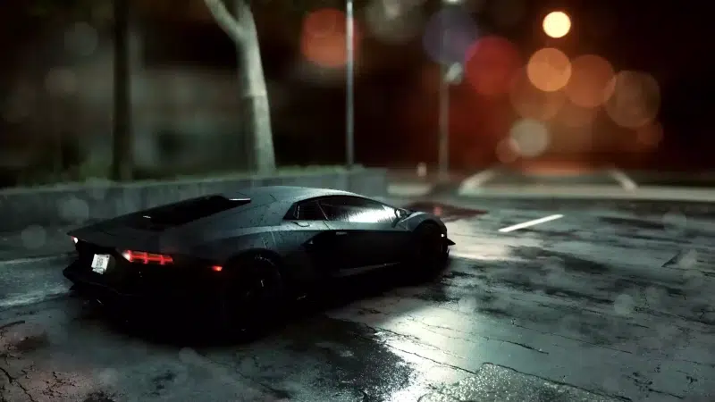 rain, lamborghini, cities, auto - moto, lamborghini, night Live Wallpaper