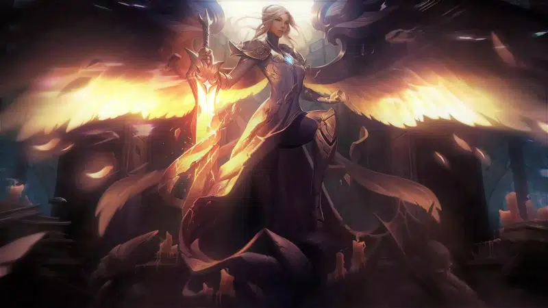 righteous woman, arts, anime, kayle, anime girls, league of legends, wings, lol, sword, games, righteous, silver kayle Live Wallpaper
