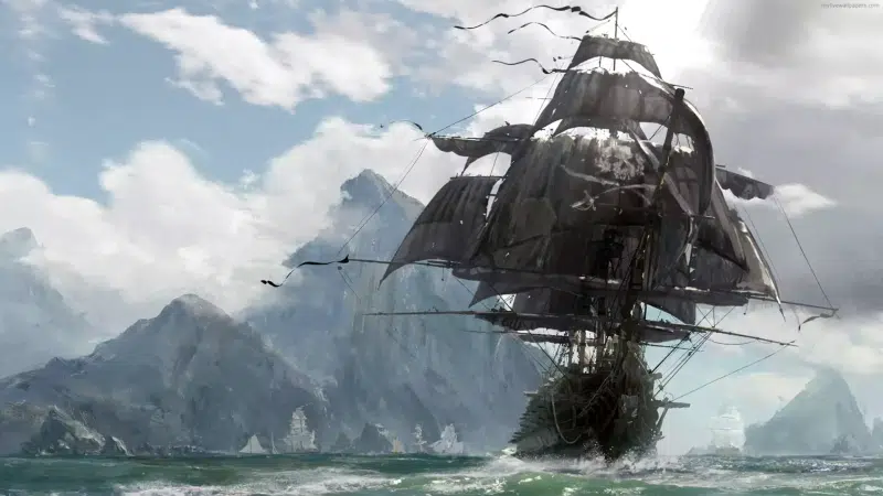 arts, sea, pirates, island, ship, mountains Live Wallpaper