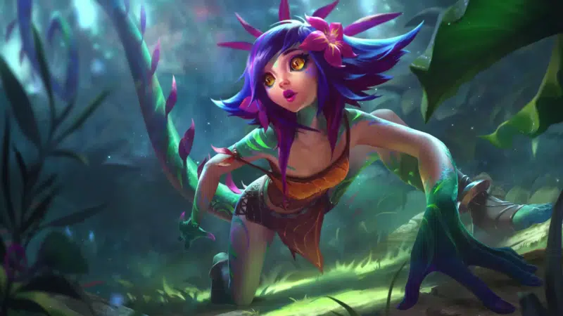 lizard, anime, neeko, league of legends, games, butterflies, anime girls, lol, arts, forest, flower Live Wallpaper