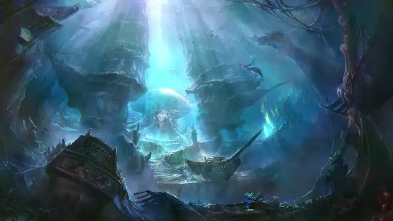 arts, anime, sea, the sea queen, underwater world, landscapes - nature, water Live Wallpaper