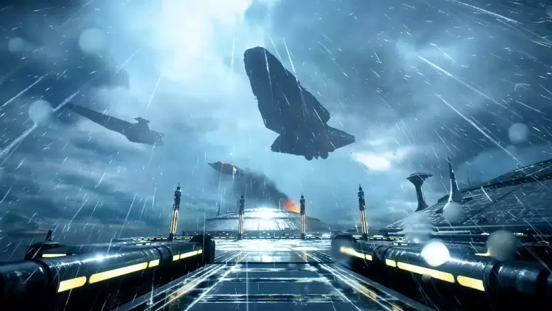 star wars, kamino, star wars battlefront, thunderstorm, rain, graphics, movies, night, the spaceship, games Live Wallpaper