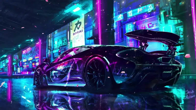 neon, cities, the city at night, mclaren, auto - moto Live Wallpaper