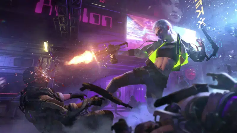 games, anime girls, weapon, anime, night, neon, cyberpunk, arts Live Wallpaper