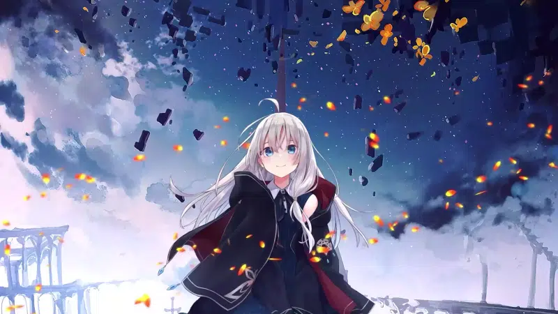the journey of elaina, sweet little witch, nice girl, witch, smile, petals, arts, anime, anime girls, elaina Live Wallpaper