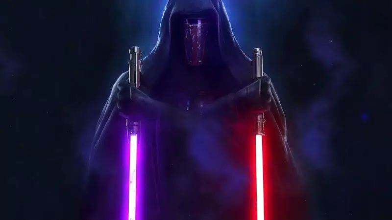 sword, star wars, movies, neon, revan, lightsaber, black background, star wars Live Wallpaper