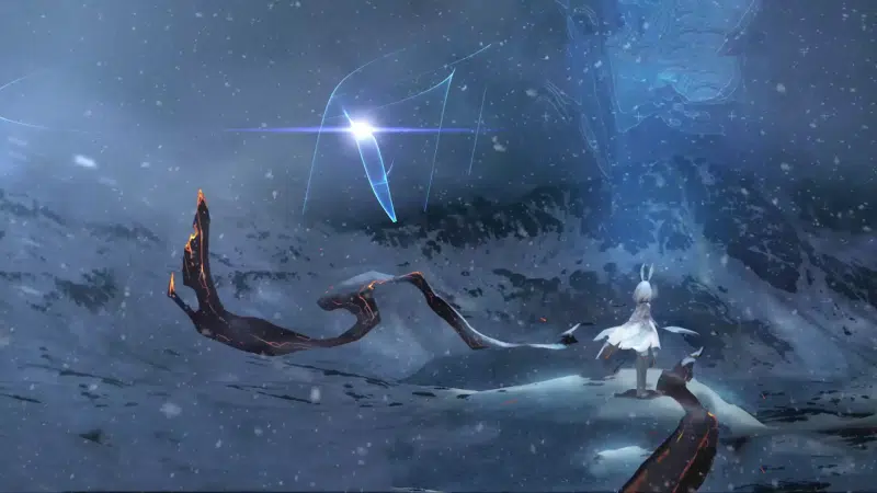 the storm, mountains, arts, anime girls, snow, frostnova, anime, ears, winter, arknights, games Live Wallpaper