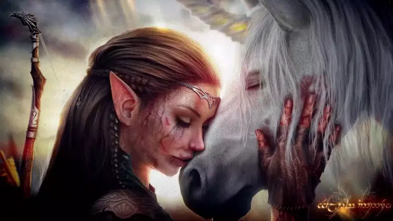 elf, archer, animals, unicorn, arts Live Wallpaper