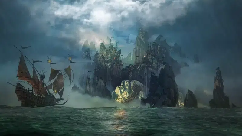 ship, sea, island, pirates, arts Live Wallpaper