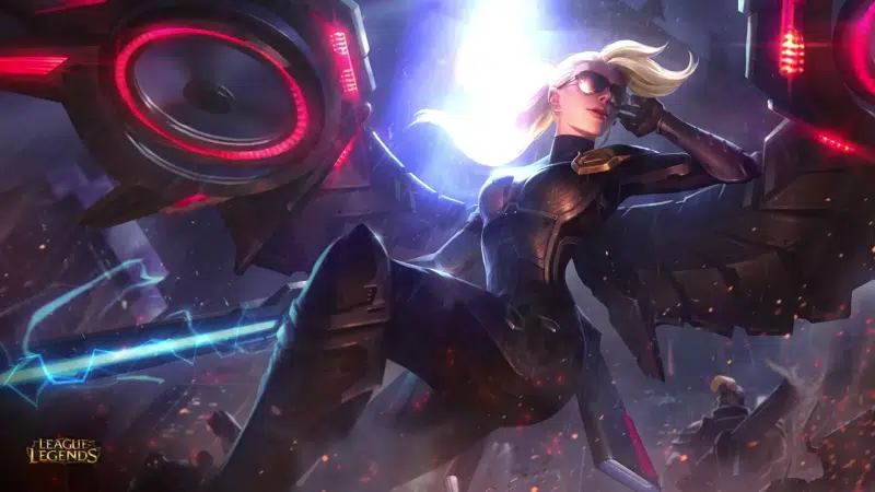 games, anime, league of legends, anime girls, kayle, lol, the city at night, arts, glasses, sword, riot kayle, wings, cities Live Wallpaper