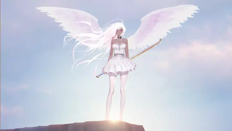 arts, anime, sword, anime girls, tights, angel, wings Live Wallpaper