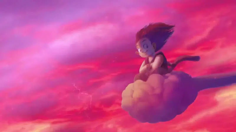 son goku, anime, thunderstorm, arts, graphics, dragon pearl, the clouds, flying halo Live Wallpaper