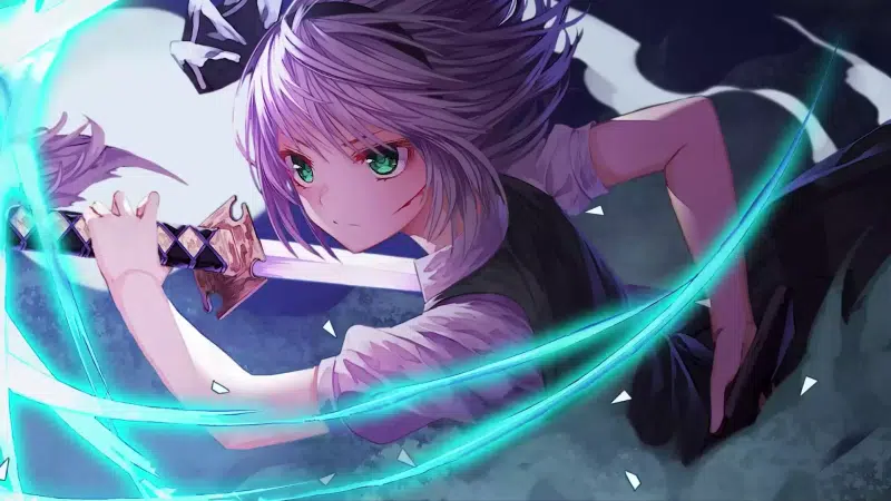 anime girls, katana, arts, night, sword, evening, nice girl, anime, a summer days dream, youmu konpaku Live Wallpaper