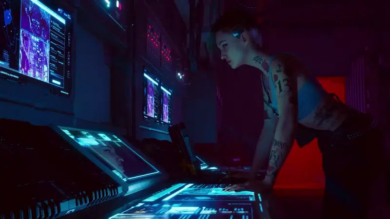 tattoo, games, girls, cyberpunk, night, judy alvarez, neon, judy alvarez Live Wallpaper